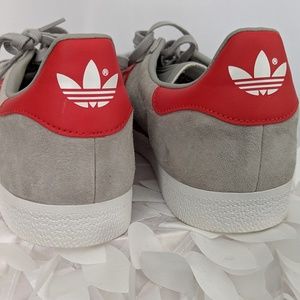Adidas Mens Red Gray Suede Leather Gazelle BB5257
